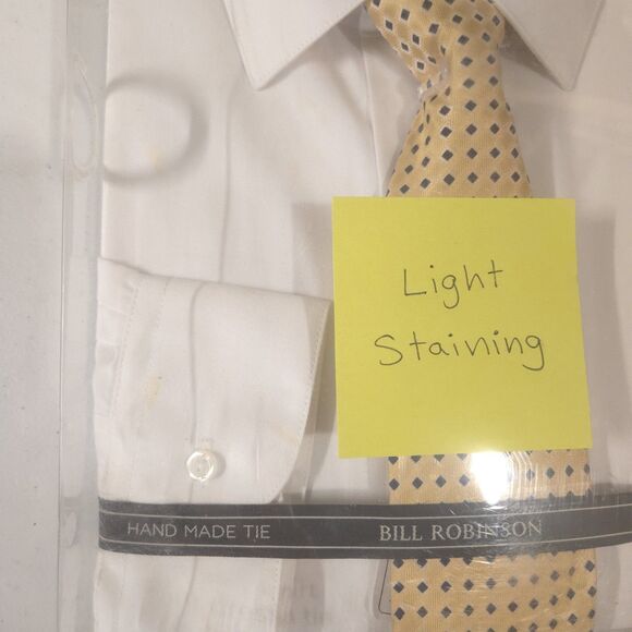 (2) Dress Shirt Tie Set Lot Mens 2XL White Green Collared Work Office New *READ - Picture 4 of 16